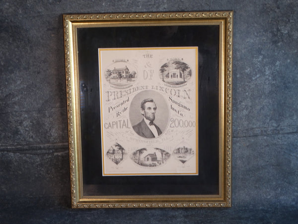 Forbringer & Co - Commemorative Abraham Lincoln Lithograph Advertising the Sangamo Insurance Co of Springfield Illinois AP1540