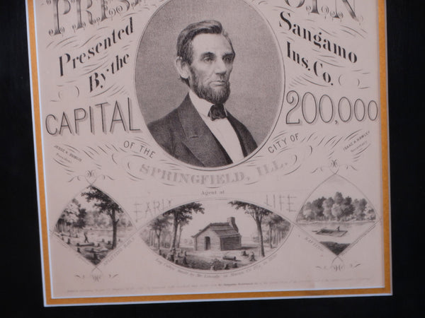 Forbringer & Co - Commemorative Abraham Lincoln Lithograph Advertising the Sangamo Insurance Co of Springfield Illinois AP1540