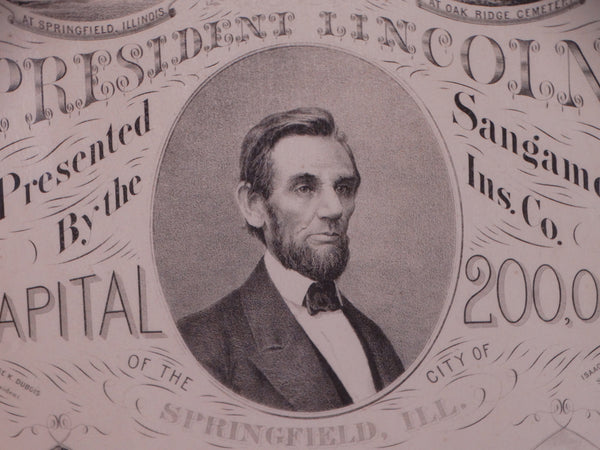 Forbringer & Co - Commemorative Abraham Lincoln Lithograph Advertising the Sangamo Insurance Co of Springfield Illinois AP1540