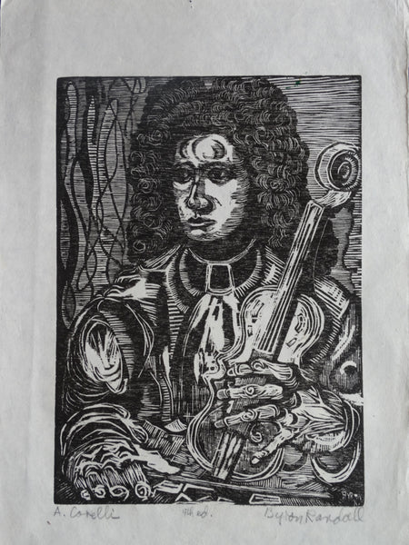 Byron Randall (1918-1999) - Woodcut - Portrait of Arcangelo Corelli - AP1554