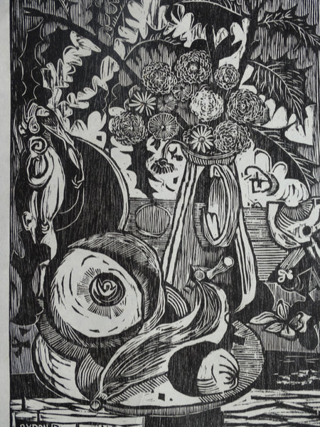 Byron Randall (1918-1999) - Woodcut - Holly & Fruit AP1564