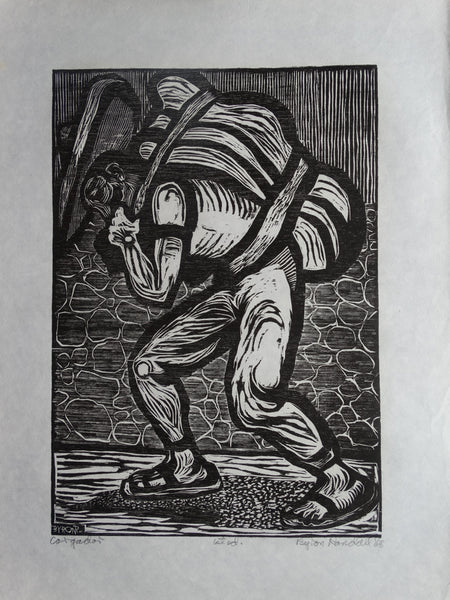 Byron Randall (1918-1999) - Woodcut - 1968 1st Edition- The Porter - AP1566