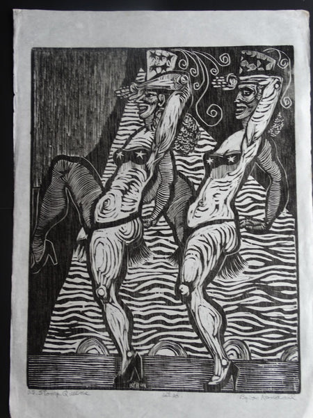 Byron Randall (1918-1999) - woodblock - US Stomp Queens (From the Beauty Queens series) 1968 - AP1571