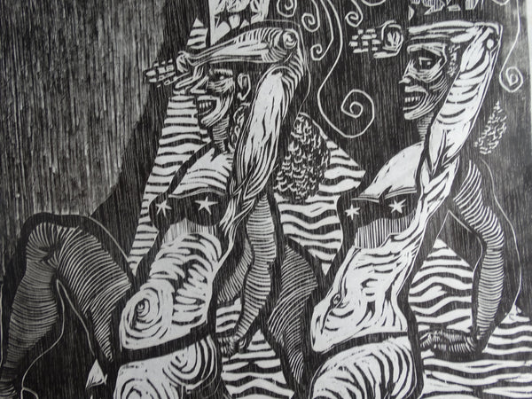 Byron Randall (1918-1999) - woodblock - US Stomp Queens (From the Beauty Queens series) 1968 - AP1571