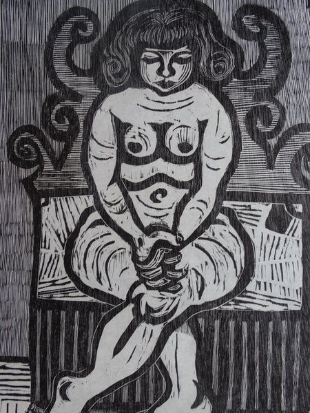 Byron Randall (1918-1999) - Woodcut - Demure Nude 1969 - AP1574