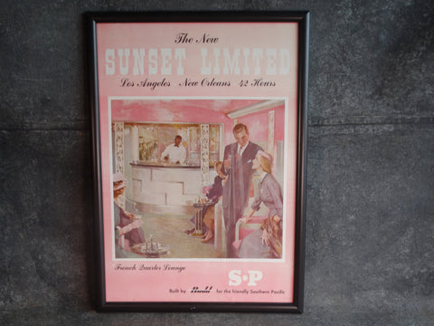 Southern Pacific Sunset Limited French Quarter Lounge ORIGINAL Poster 1950s AP1579