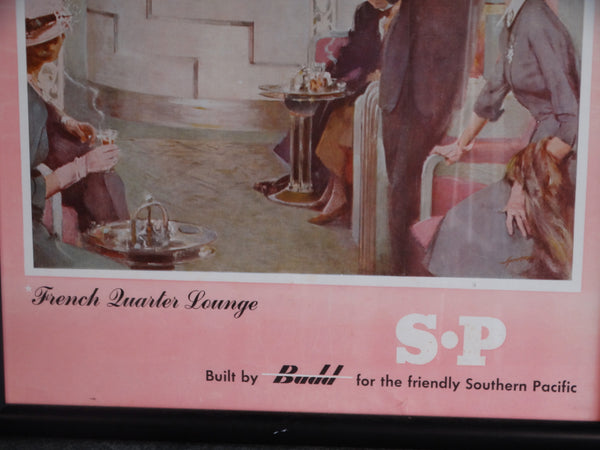 Southern Pacific Sunset Limited French Quarter Lounge ORIGINAL Poster 1950s AP1579