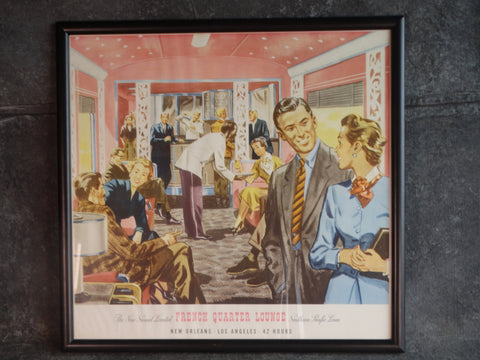 Southern Pacific Sunset Ltd French Quarter Lounge At The Convivial Hour ORIGINAL Poster 1950s AP1578