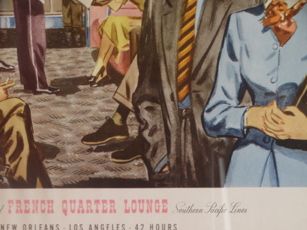 Southern Pacific Sunset Ltd French Quarter Lounge At The Convivial Hour ORIGINAL Poster 1950s AP1578