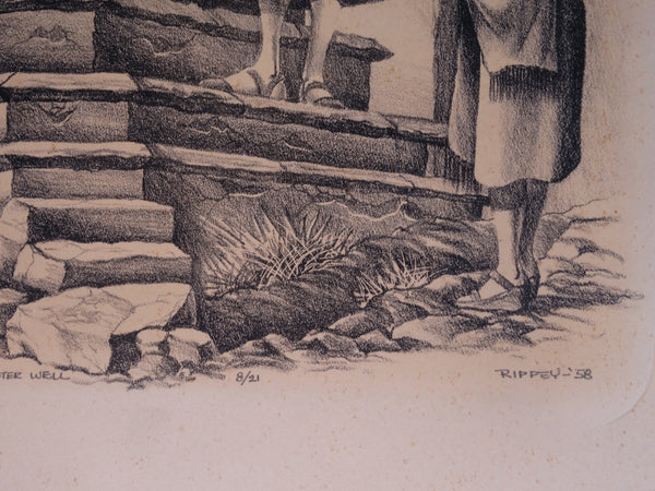 Rippey - Gossip At The Water Well - Lithograph AP1624