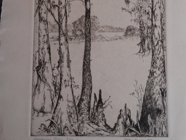 Polly Knipp Hill -Suwannee River, Florida - Etching AP1636