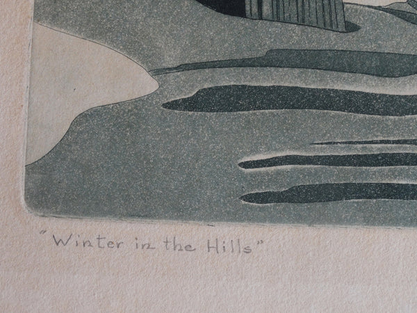 Winter In the Hills - Aquatint c1940s AP1638