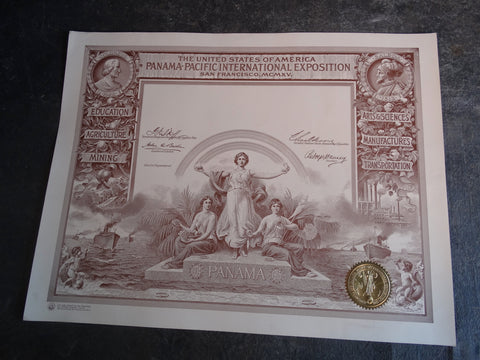 Panama Pacific International Exposition Commemorative Certificate AP1651