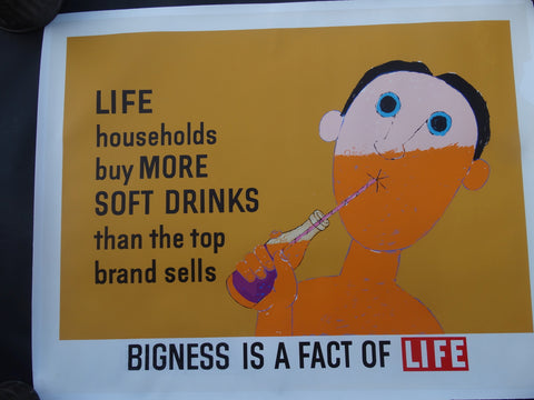 Saul Mandel (1926-2011 )- Life Magazine Poster - Bigness Is A Fact of LIFE - Targeted to the Soft Drinks Market AP1662