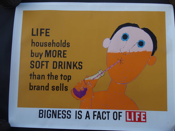 Saul Mandel (1926-2011 )- Life Magazine Poster - Bigness Is A Fact of LIFE - Targeted to the Soft Drinks Market AP1662