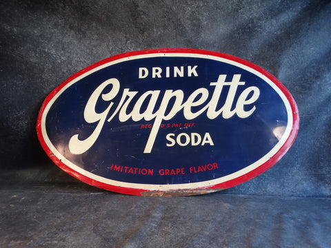 Grapette Soda Tin Litho Sign - Original AP1679