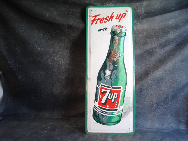 Rare Fresh-Up 7up Sign - Tin Litho AP1680