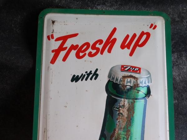 Rare Fresh-Up 7up Sign - Tin Litho AP1680