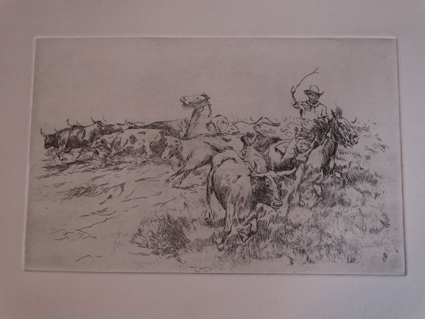 Ed Borein - Cattle Round Up - Late Strike Etching AP1687