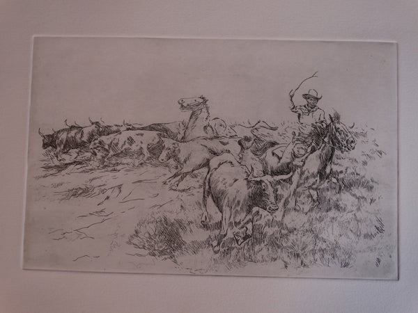 Ed Borein - Cattle Round Up - Late Strike Etching AP1687