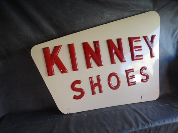 Mid-Century Googies-Style Porcelain Enamel Kinney Shoes Sign AP1698