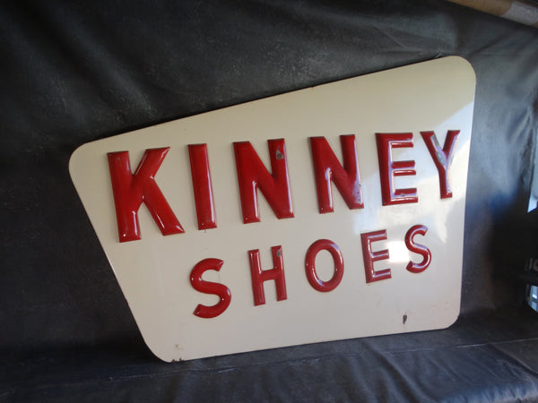 Mid-Century Googies-Style Porcelain Enamel Kinney Shoes Sign AP1698
