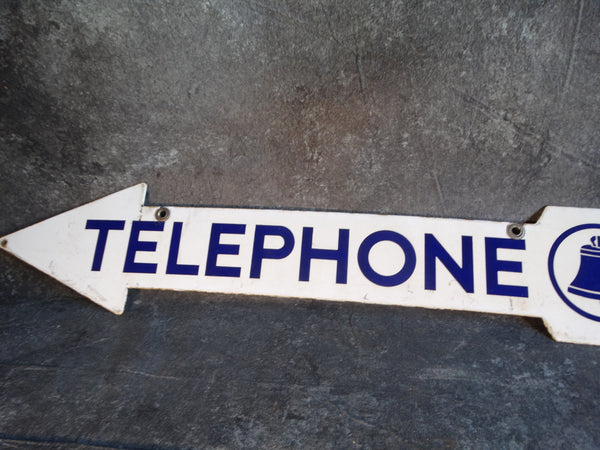 Telephone Sign - Double-Sided Porcelain Enamel circa 1950s AP1699