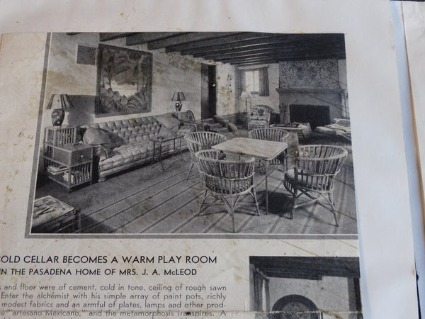 Norman H Kamps - Interior Design: Press Clipping and Mural Studies on 2 pages - 1940s AP1715