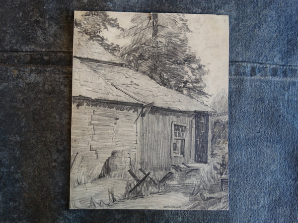 Norman H Kamps - Pencil Sketch of Old California Cabin AP1716