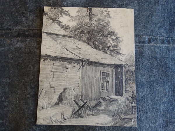 Norman H Kamps - Pencil Sketch of Old California Cabin AP1716