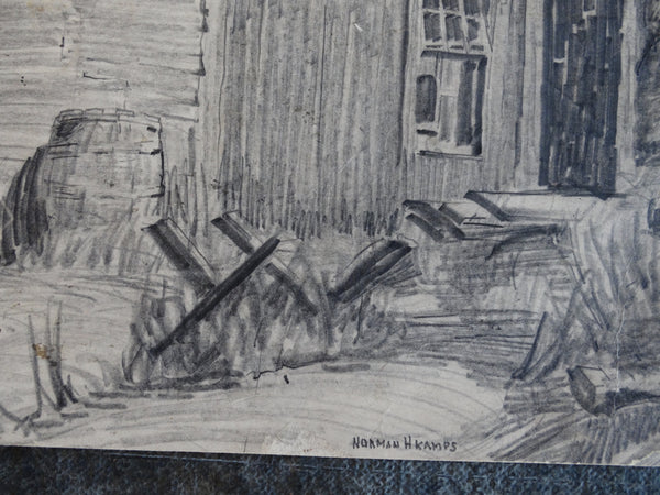 Norman H Kamps - Pencil Sketch of Old California Cabin AP1716