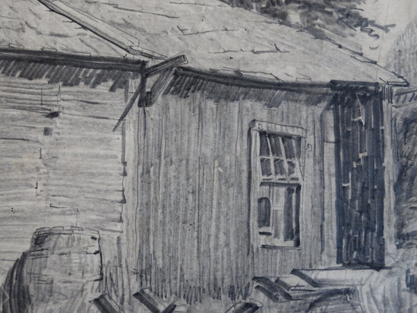 Norman H Kamps - Pencil Sketch of Old California Cabin AP1716