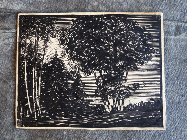 Norman H Kamps - Landscape - Original Ink Illustration - c1930 AP1722