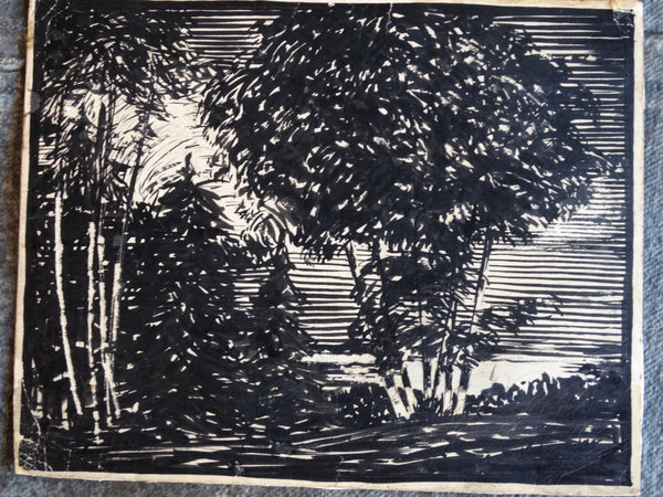 Norman H Kamps - Landscape - Original Ink Illustration - c1930 AP1722