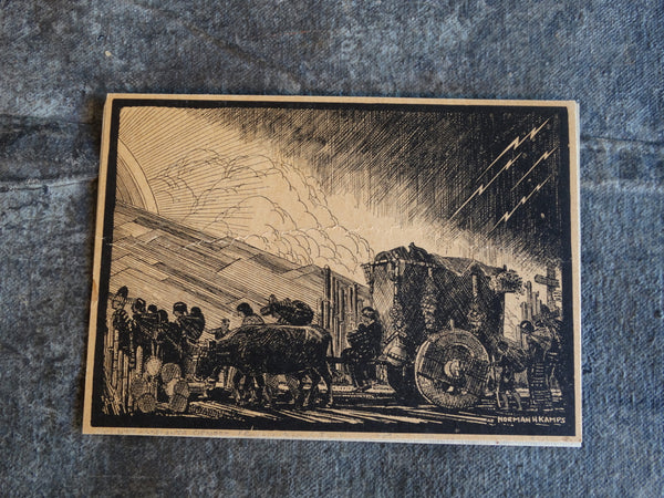 Norman H Kamps -  The Festival Cart - Block Print  AP1725