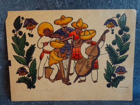 Norman H. Kamps - L.A. Mexican Musicians - Hand-colored Litho AP1734