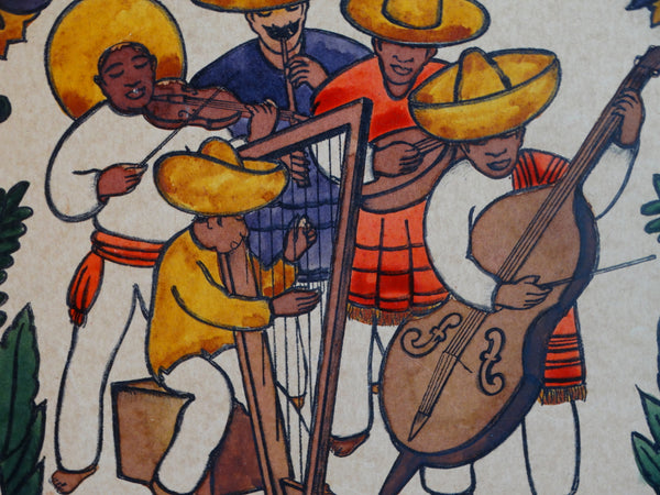 Norman H. Kamps - L.A. Mexican Musicians - Hand-colored Litho AP1734