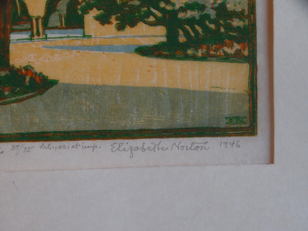 Elizabeth Sawyer Norton - Stanford Campus - Woodblock 1946 AP1736