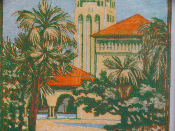 Elizabeth Sawyer Norton - Stanford Campus - Woodblock 1946 AP1736