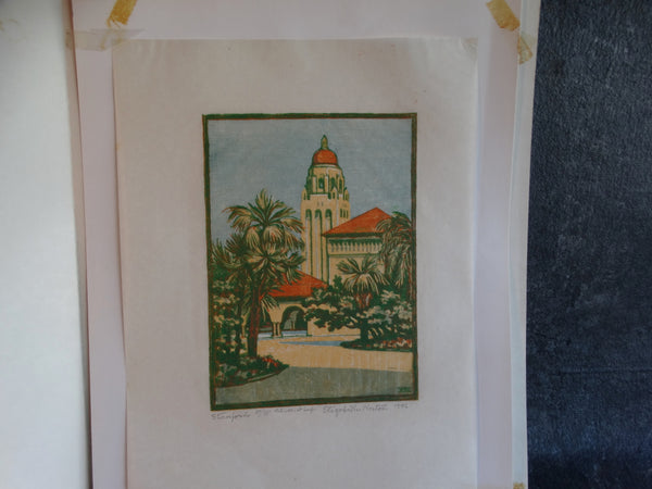 Elizabeth Sawyer Norton - Stanford Campus - Woodblock 1946 AP1736