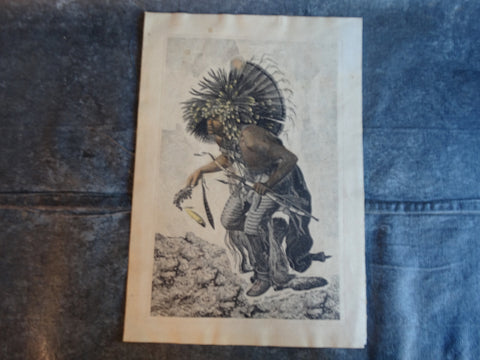 Karl Bodmer -  Pehriska-Ruhpa: Moennitarri Warrior in the Costume of the Dog Dance - Print AP1737