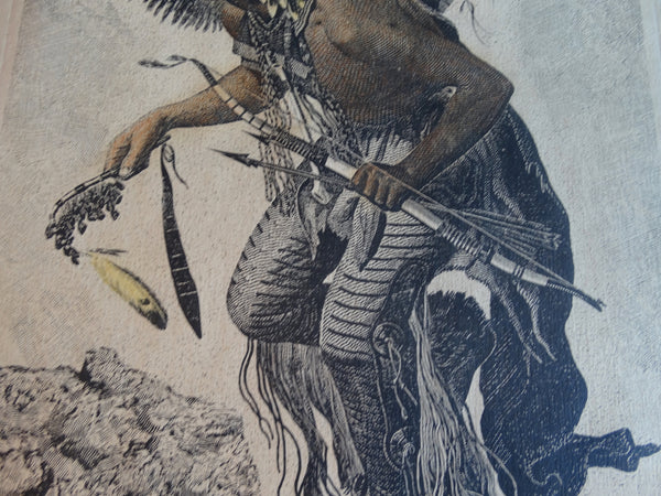 Karl Bodmer -  Pehriska-Ruhpa: Moennitarri Warrior in the Costume of the Dog Dance - Print AP1737