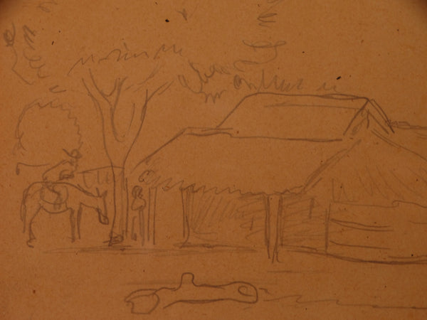 Diego Rivera - Page from His Sketchbook: Village Scene - Signed - AP1742