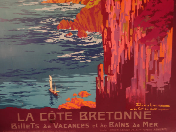 Julien Lacaze (1886-1971) Poster - La Côte Bretonne 1914 -AP1760