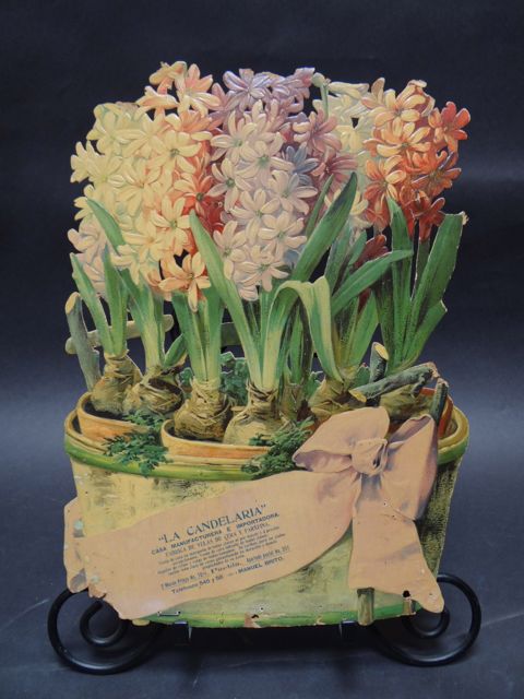 Mexican Calendar Chromo: Basket of Hyacinths