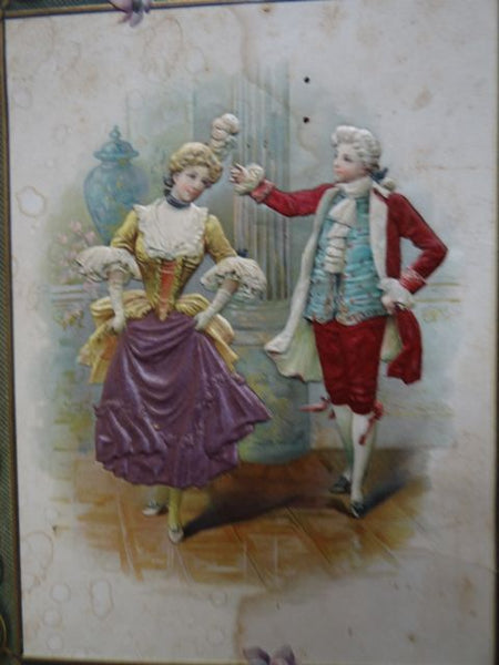 19th Century Mexican Calendar Chromo: 18th Century Dancing Couple