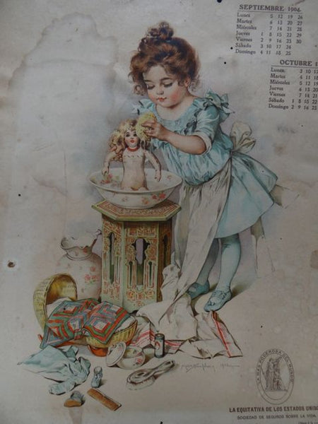 Maud Humphrey: Little Girl Giving Her Dolly a Bath