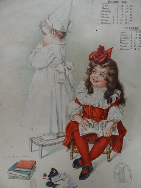 Maud Humphrey: Little Girl in Dunce Cap Being Laughed At