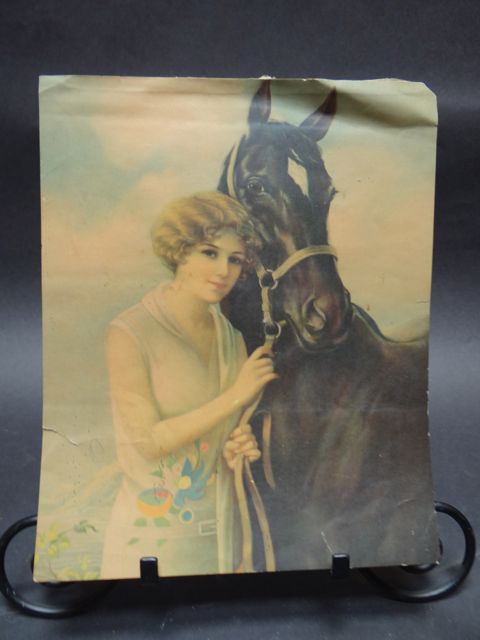 Mexican Calendar Chromo: 1920’s Beauty with Horse