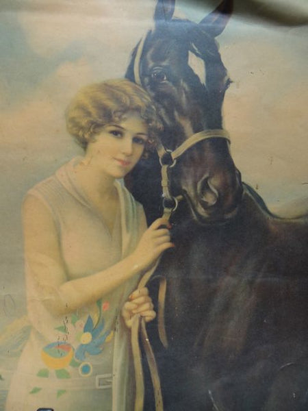 Mexican Calendar Chromo: 1920’s Beauty with Horse